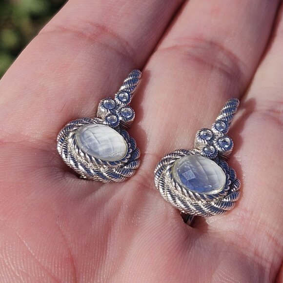 Judith Ripka 925 Sterling Silver White Quartz Drop Earrings 12x15mm - Picture 8 of 10